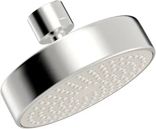 Kopfbrause in verchromtem Design, rund mit gleichmäßiger Düsenanordnung. HANSABASICJET sorgt für einen gezielten Wasserstrahl in Dusche oder Bad.
